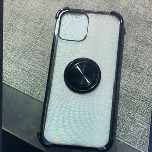Apple Black and Silver Phone Case with Ring Holder